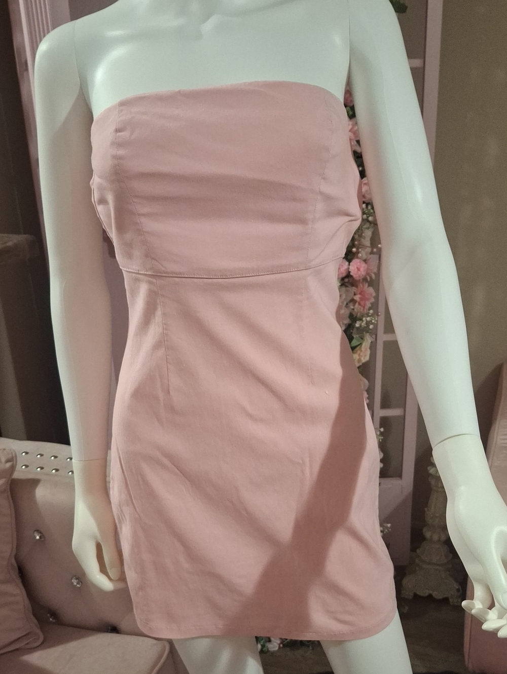 EXPRESS Vintage Stretch Strapless Pink Mini Dress